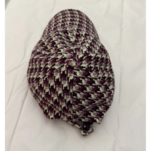 J. Crew Houndstooth Purple Gray Wool Blend Cap 100% Cotton Lining One Size Adj - Picture 4 of 14